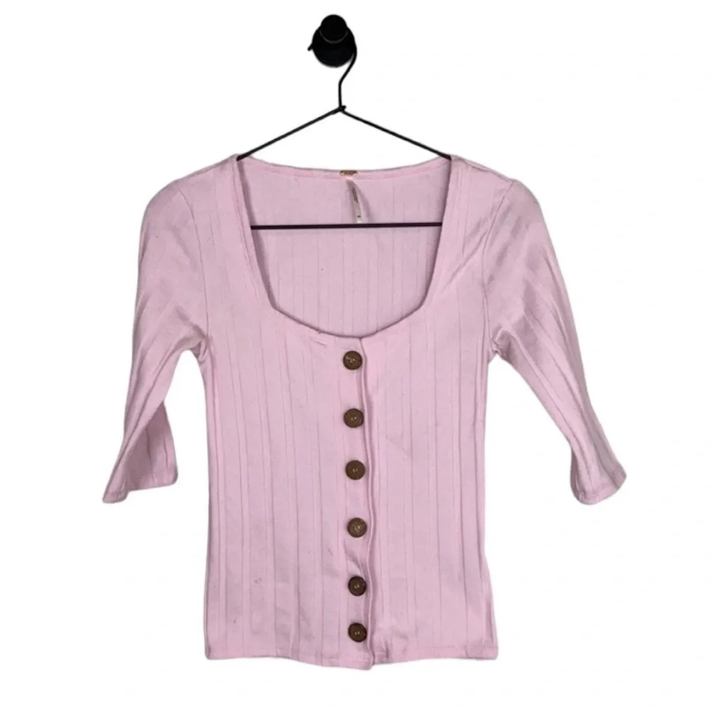 Free People button knit crop sweater
